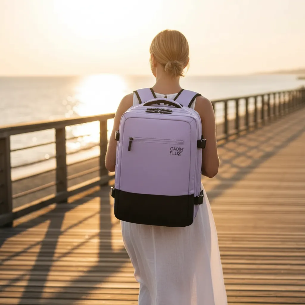 Vespra cabin backpack on the boardwalk