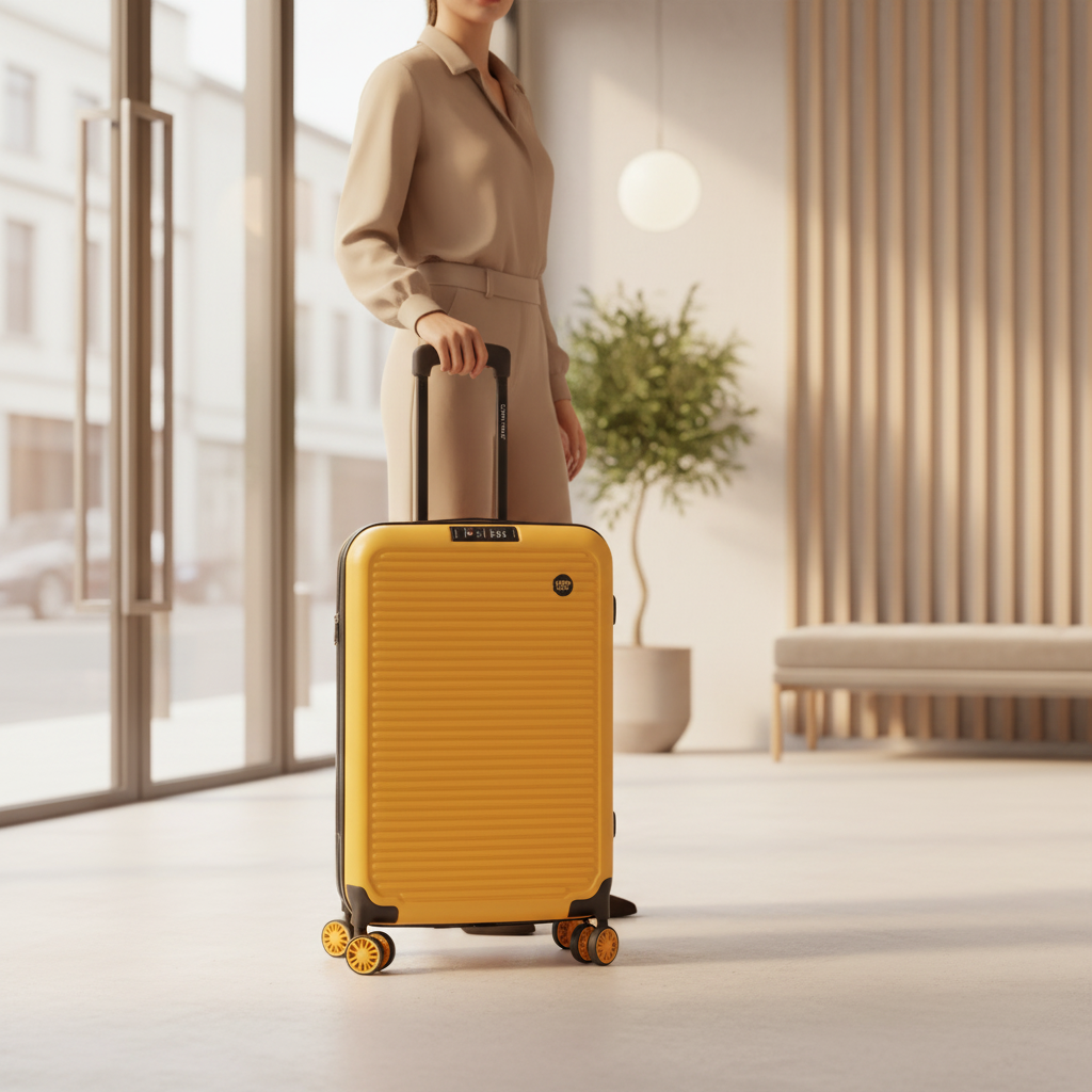 Mirage 360 carry-on in a hotel lobby